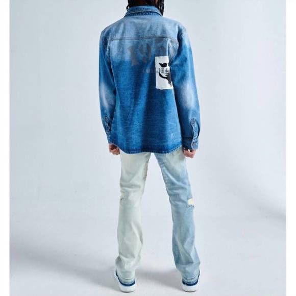 NEW GALA men's mentirosa button up denim jacket in medium blue - Picture 6 of 6